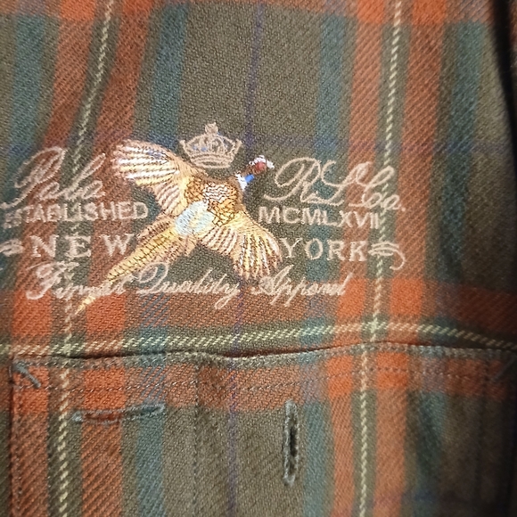 Polo Ralph Lauren Brown Red Green Plaid Button Down 100% Cotton Size Medium - Picture 3 of 7